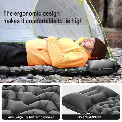 Automatic inflating mattress for outdoor camping tents, sleeping pad, foot-activated convenient inflatable pad, single or double