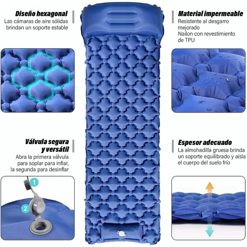Inflatable Camping Mats Air Mattress With Pillow Outdoor Tourist Sleeping Pad Self-Inflating Mattress For Hiking Climbing