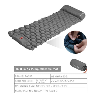 TARKA Inflatable Camping Mats Air Mattress With Pillow Outdoor Tourist Sleeping Pad Self-Inflating Mattress For Hiking Climbing