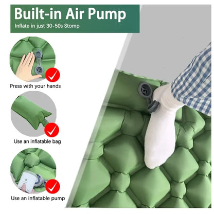 Outdoor Camping Inflatable Mattress Sleeping Pad With Pillows Ultralight Air Mat Built In Inflator Pump Hiking Wholesale