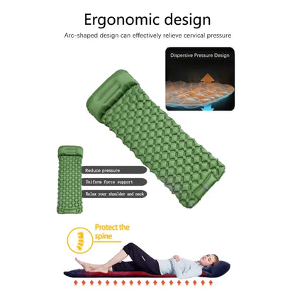 Outdoor Camping Inflatable Mattress Sleeping Pad With Pillows Ultralight Air Mat Built In Inflator Pump Hiking Wholesale