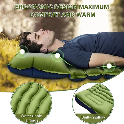 Automatic inflating mattress for outdoor camping tents, sleeping pad, foot-activated convenient inflatable pad, single or double