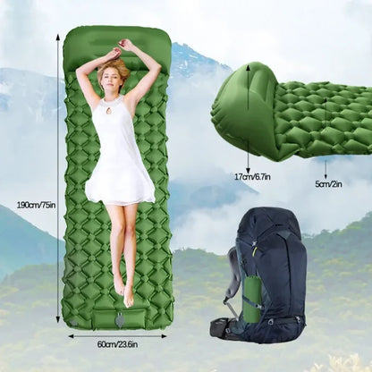 Outdoor Camping Inflatable Mattress Sleeping Pad With Pillows Ultralight Air Mat Built In Inflator Pump Hiking Wholesale