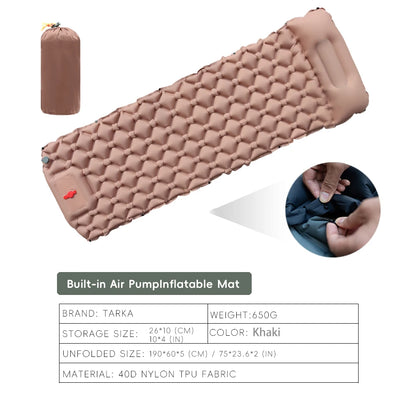 TARKA Inflatable Camping Mats Air Mattress With Pillow Outdoor Tourist Sleeping Pad Self-Inflating Mattress For Hiking Climbing
