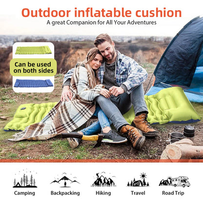 Automatic inflating mattress for outdoor camping tents, sleeping pad, foot-activated convenient inflatable pad, single or double