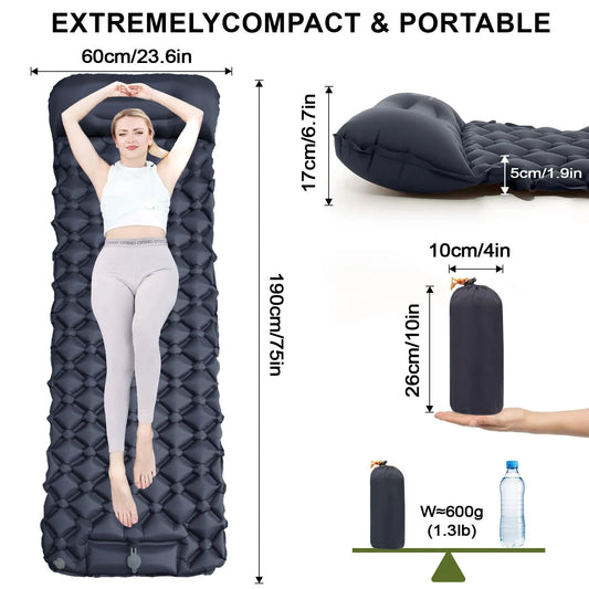 Inflatable Camping Mats Air Mattress With Pillow Outdoor Tourist Sleeping Pad Self-Inflating Mattress For Hiking Climbing