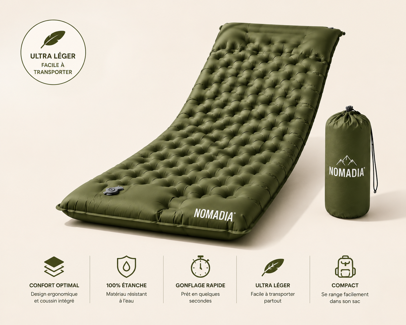 Nomadia™ - Matelas gonflable camping confort